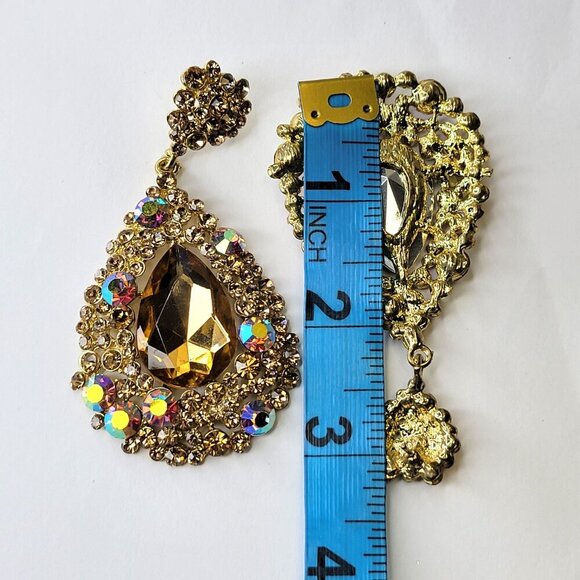 Flamboyant Crystal Teardrop Earrings - Picture 7 of 9